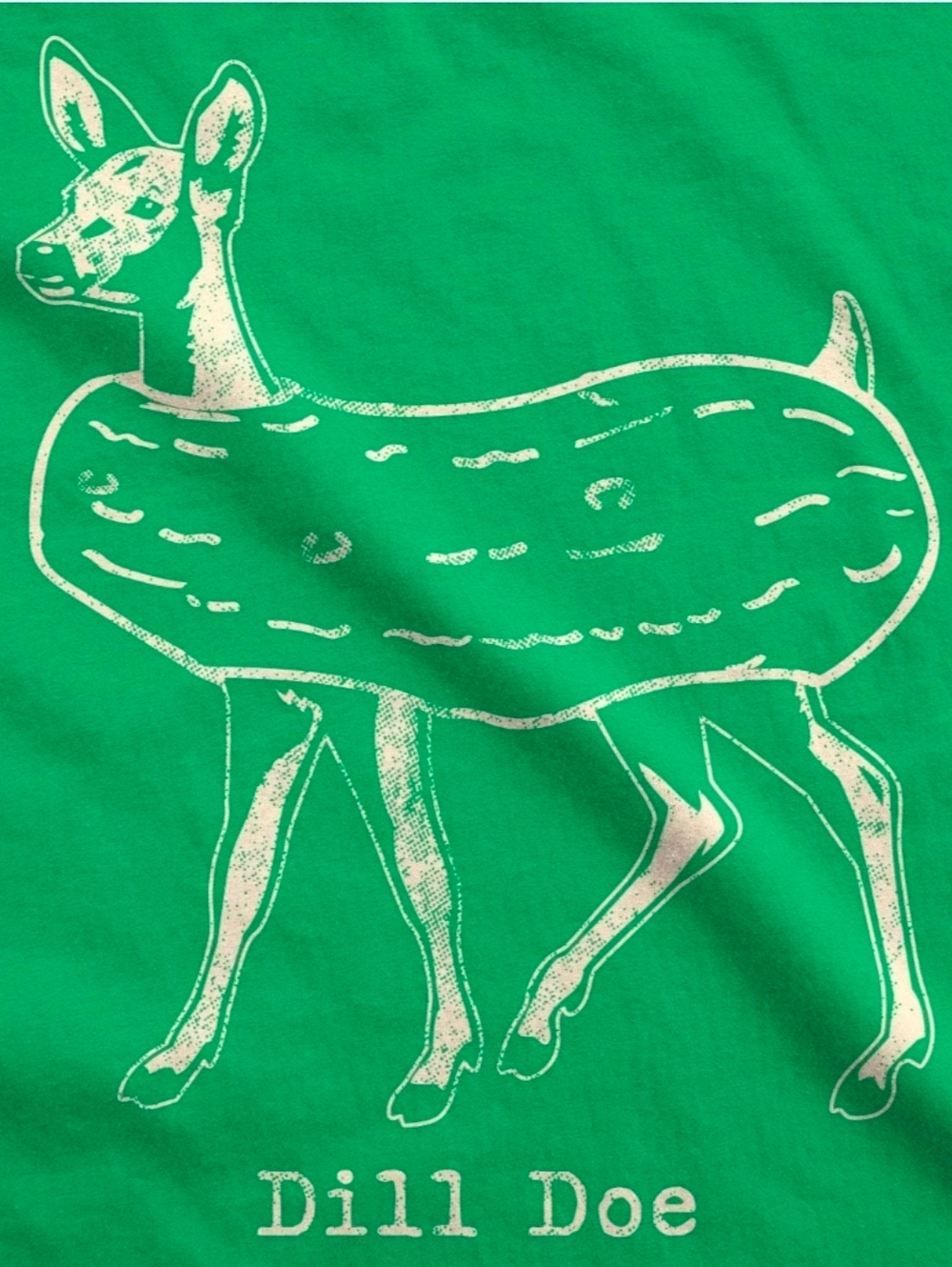 Graphic Men's Green T-shirt In Size Large. " Dill Doe ", New - Picture 2 of 4